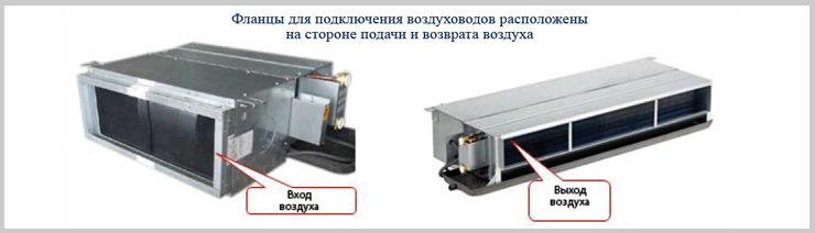 Фанкойлы имеют возможность подключения воздуховодов с помощью фланцев