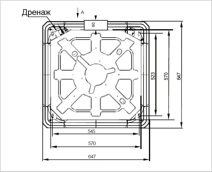 мультизональные системы VRF - компактные кассетные внутренние блоки - габаритные размеры